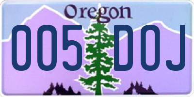 OR license plate 005DOJ