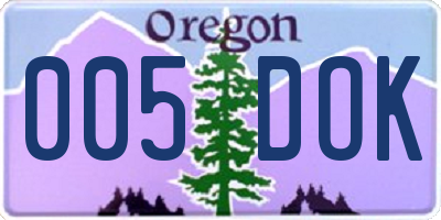 OR license plate 005DOK