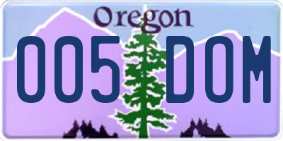OR license plate 005DOM