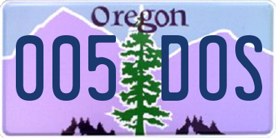 OR license plate 005DOS