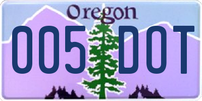 OR license plate 005DOT