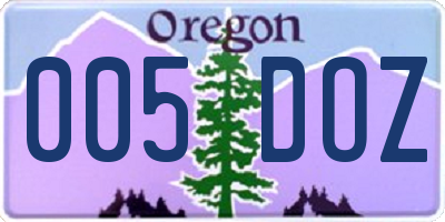 OR license plate 005DOZ