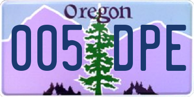 OR license plate 005DPE
