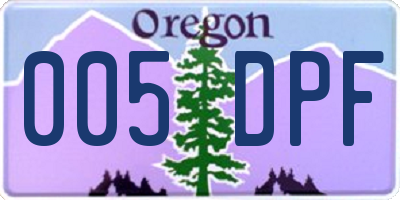 OR license plate 005DPF