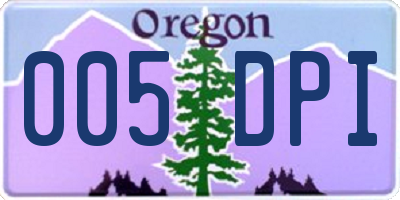 OR license plate 005DPI