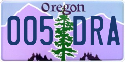 OR license plate 005DRA