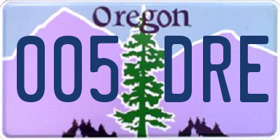 OR license plate 005DRE