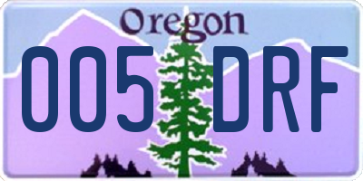 OR license plate 005DRF