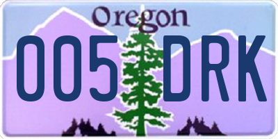 OR license plate 005DRK