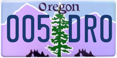 OR license plate 005DRO
