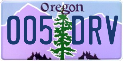 OR license plate 005DRV