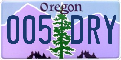OR license plate 005DRY