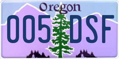 OR license plate 005DSF