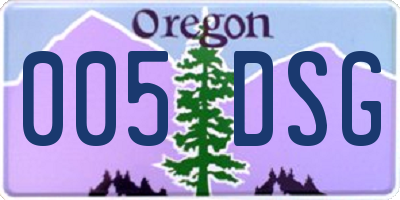 OR license plate 005DSG