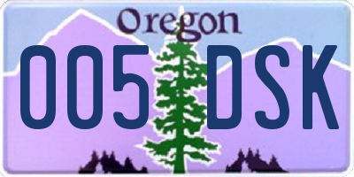 OR license plate 005DSK