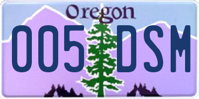 OR license plate 005DSM
