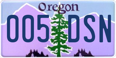 OR license plate 005DSN