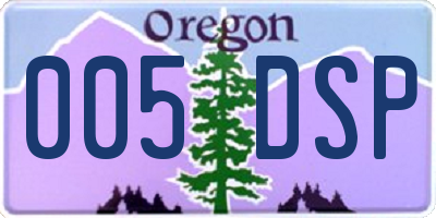 OR license plate 005DSP