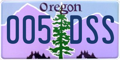 OR license plate 005DSS