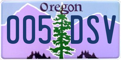 OR license plate 005DSV