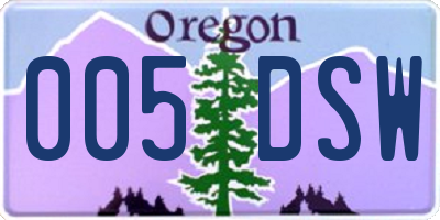 OR license plate 005DSW