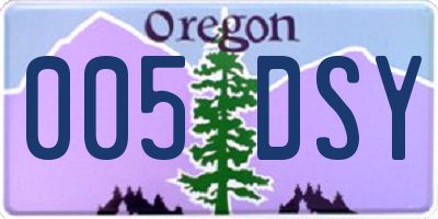OR license plate 005DSY