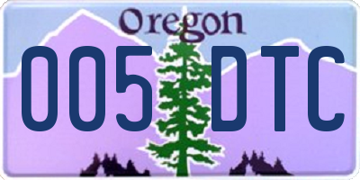 OR license plate 005DTC