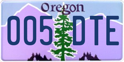 OR license plate 005DTE