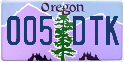 OR license plate 005DTK