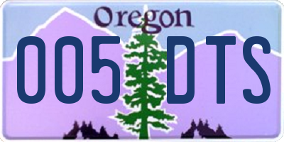 OR license plate 005DTS
