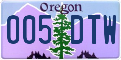 OR license plate 005DTW