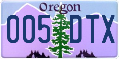 OR license plate 005DTX