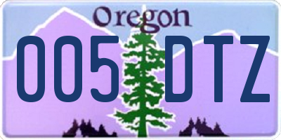 OR license plate 005DTZ