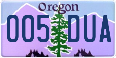 OR license plate 005DUA