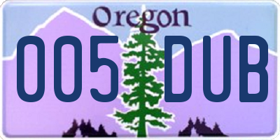 OR license plate 005DUB