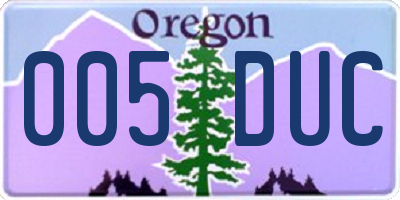 OR license plate 005DUC