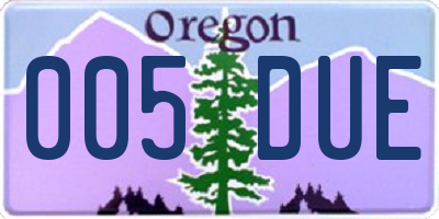 OR license plate 005DUE
