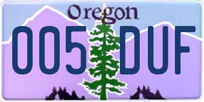 OR license plate 005DUF
