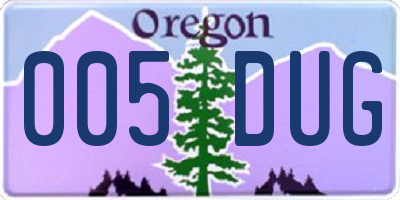 OR license plate 005DUG