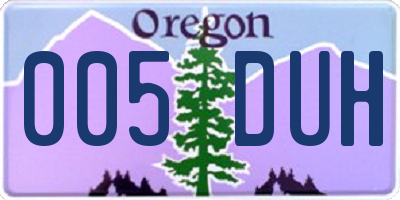 OR license plate 005DUH