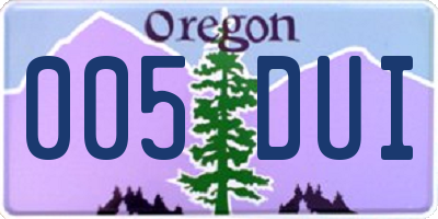 OR license plate 005DUI