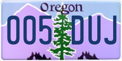 OR license plate 005DUJ