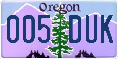 OR license plate 005DUK