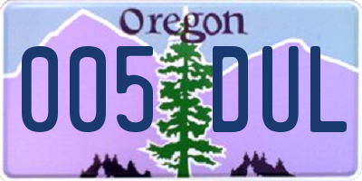 OR license plate 005DUL