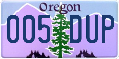 OR license plate 005DUP
