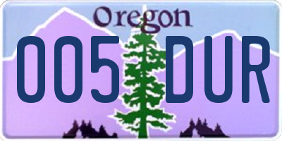 OR license plate 005DUR