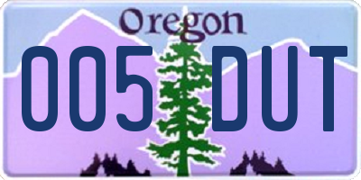 OR license plate 005DUT