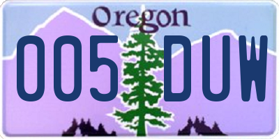 OR license plate 005DUW