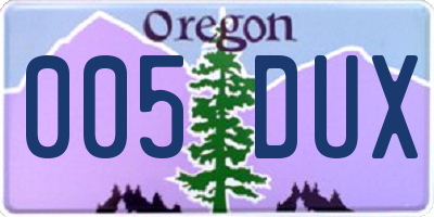 OR license plate 005DUX