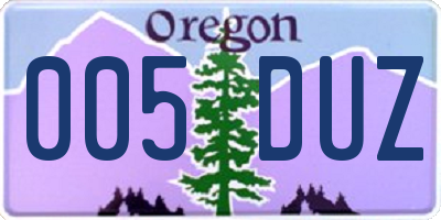 OR license plate 005DUZ